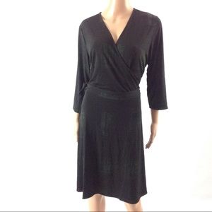Stitch Fix Leota Womens Fit Flare Dress Green Black Stretch New READ